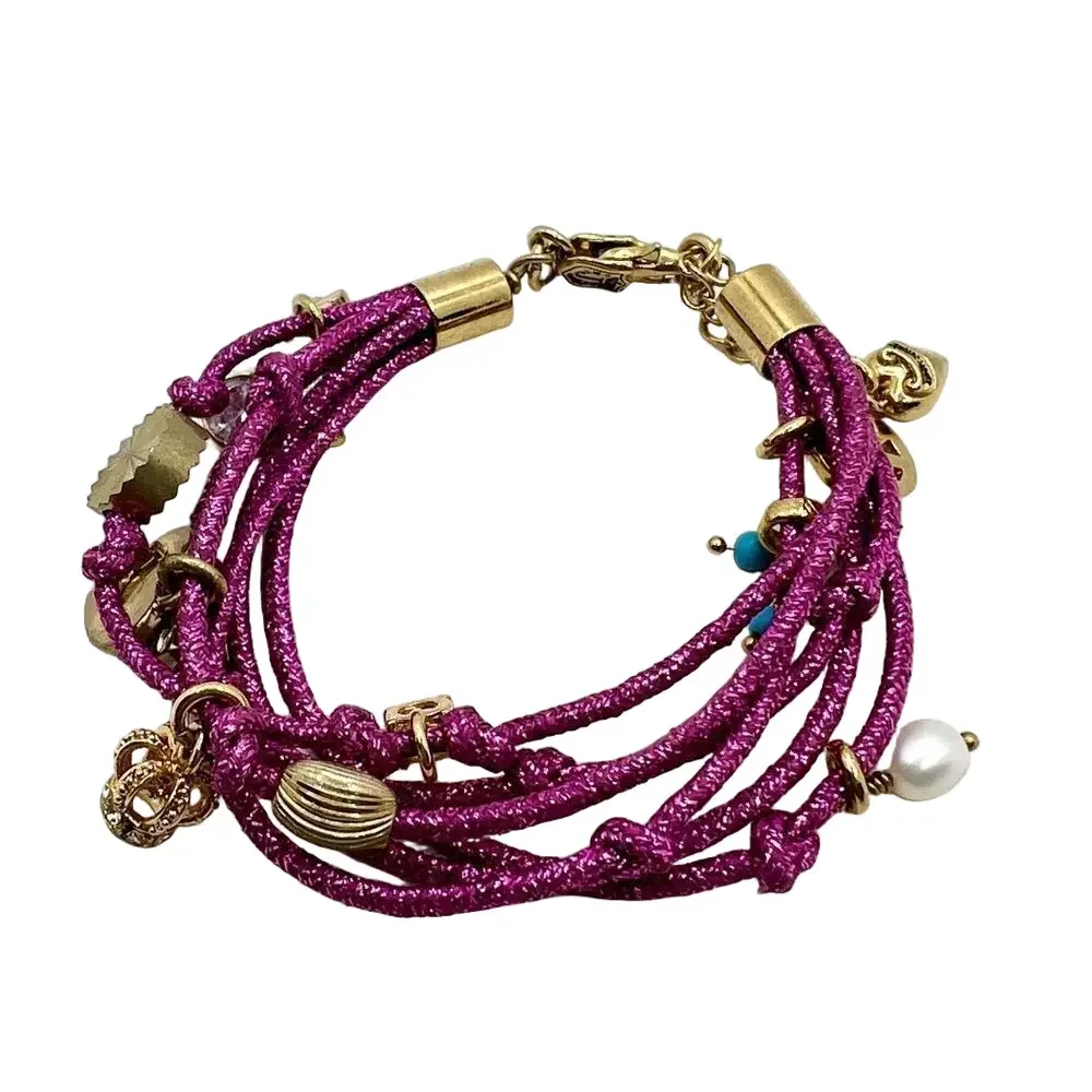 🍭4/$20 Girl’s purple glitter cord gold charm bracelet